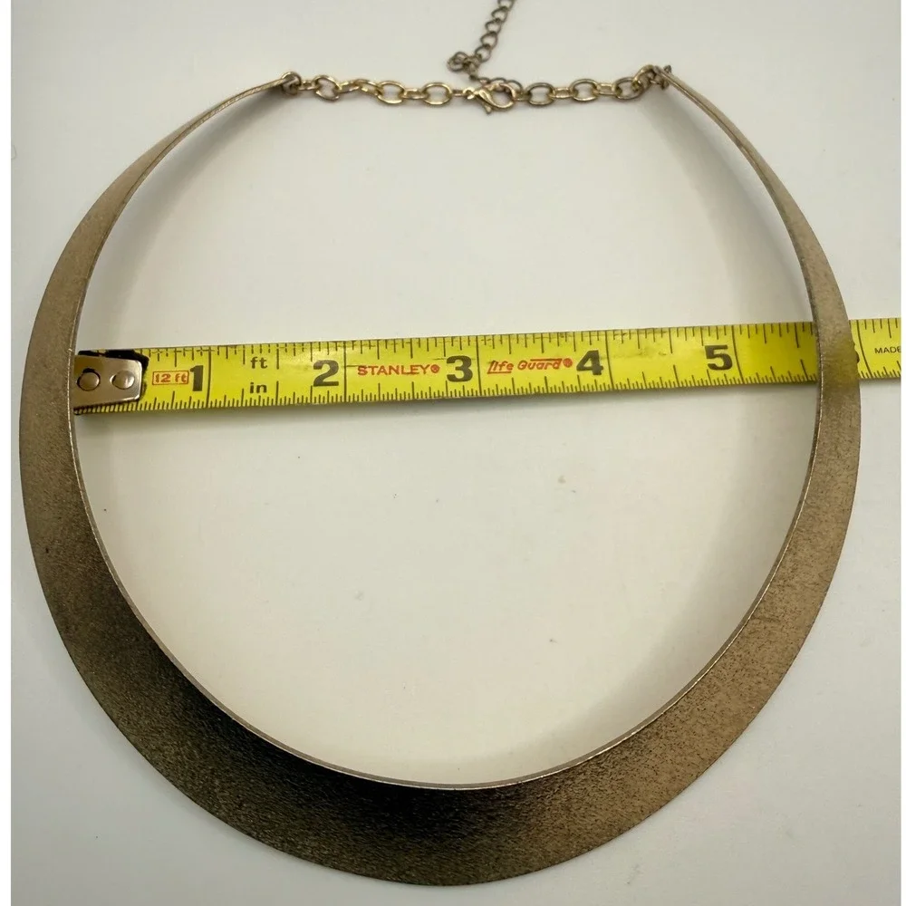 Gold Tone Textured Collar Necklace Adjustable Torque Statement Choker